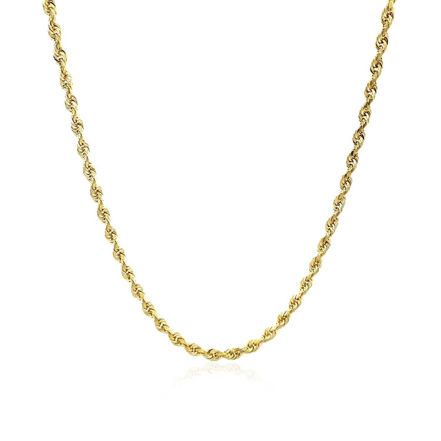 10k Yellow Gold Solid Diamond Cut Rope Chain (2.50 mm) in a sleek high-contrast midnight luxury editorial style